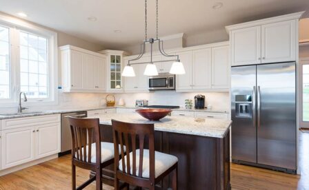 Samuel's Crossing of Plainville, By Carrier Homes, New Home Builder in CT, Custom Cabinet, Brown Island, Granite tops